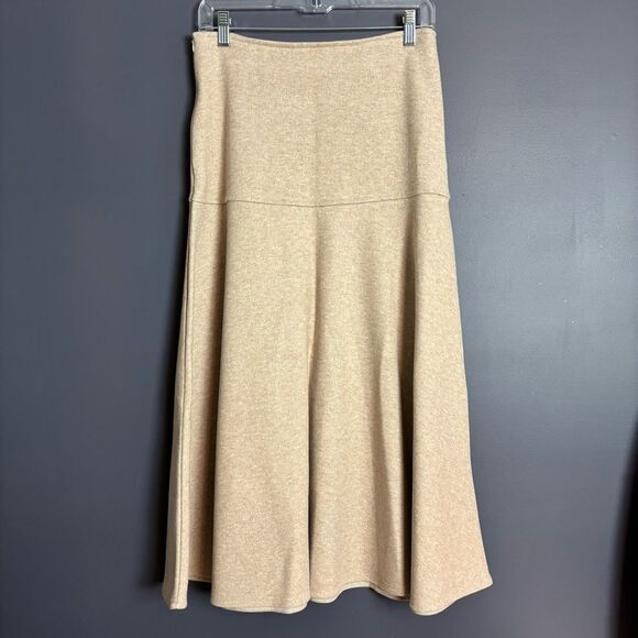OGL Move Cashsoft Wool-like Flared Maxi Skirt Heather Oatmeal Size Medium NEW - Picture 8 of 15